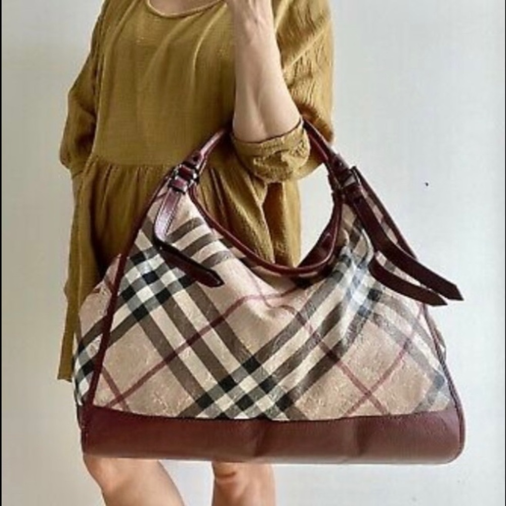 Burberry Plaid Travel Bag - Burgundy and Beige